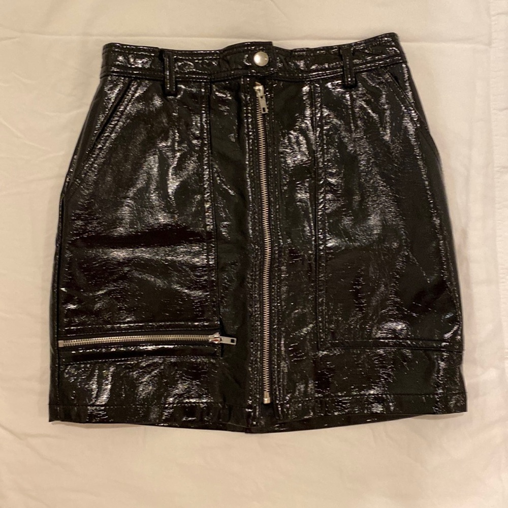 Black Patent Leather Mini Skirt